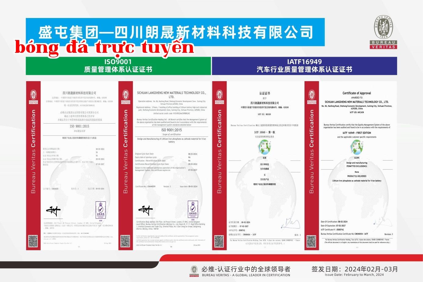 [Bộ sưu tập chứng chỉ ISI9001+IATF16949 của [Tên công ty mới] - [Tháng 2-3 năm 2024], bao gồm logo đặc trưng]